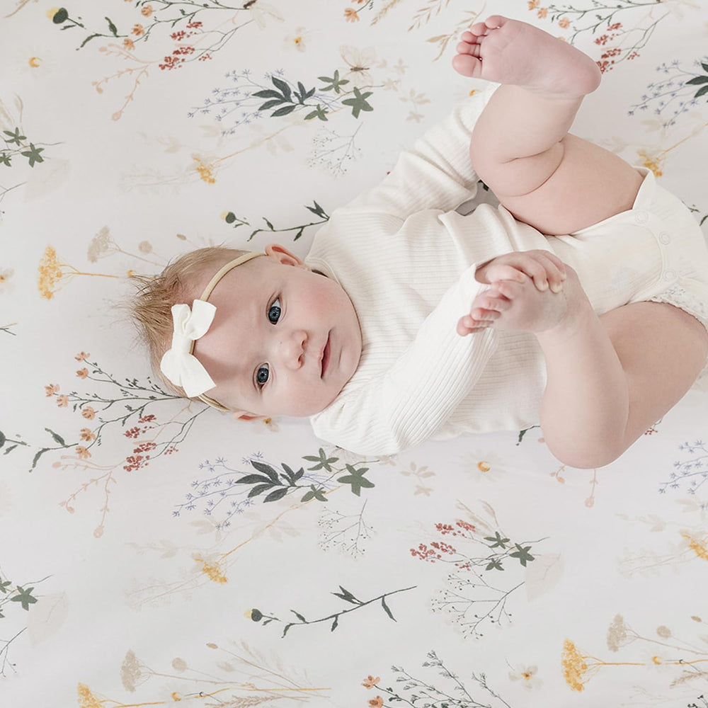 Pobibaby Wildflower nursery-accessories imagery links to cohesive bedding set.