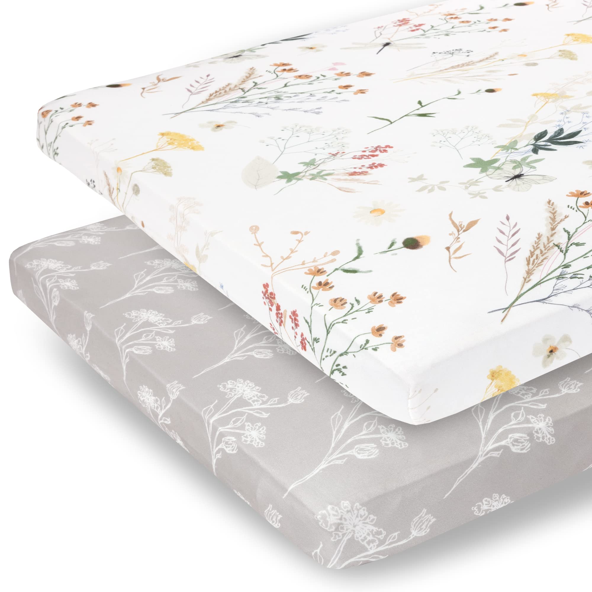 Pobibaby Wildflower pack-n-play sheet in ultra-soft-jersey offers breathable comfort.