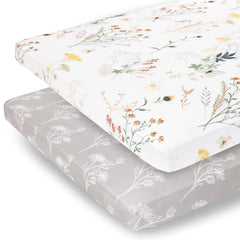 Pobibaby Wildflower pack-n-play sheet in ultra-soft-jersey offers breathable comfort.