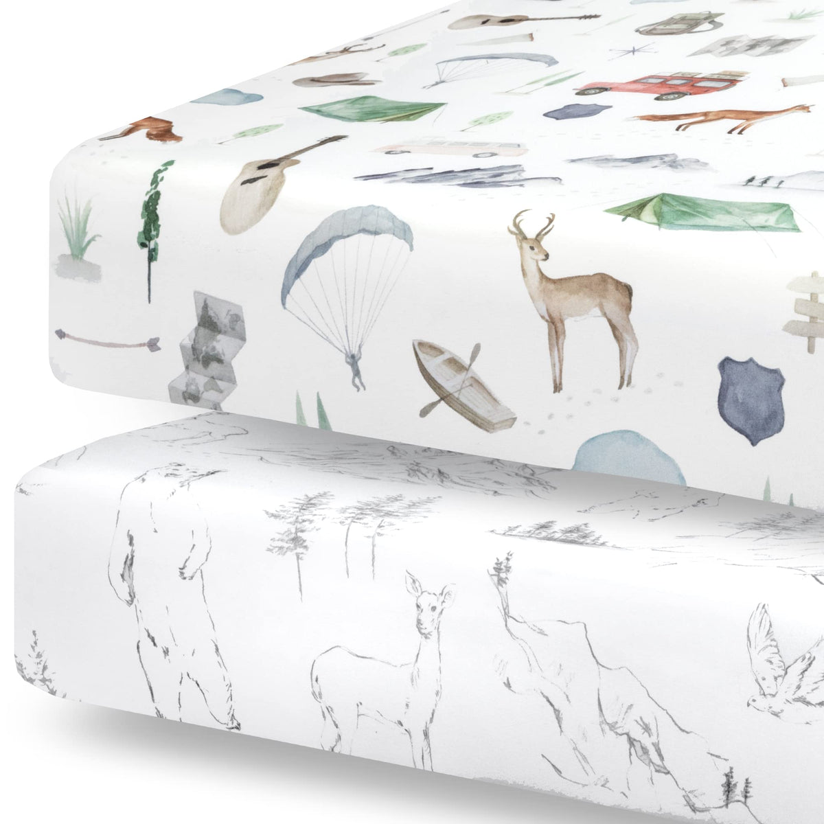 Pobibaby woodland crib sheet close-up soft texture for gentle sleep