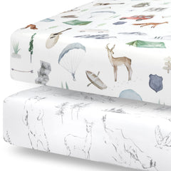 Pobibaby woodland crib sheet close-up soft texture for gentle sleep