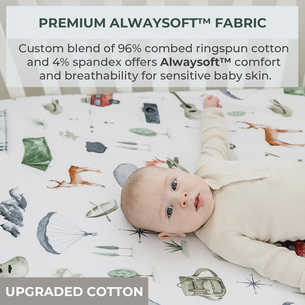 Pobibaby woodland crib sheet with snug fit and elastic band