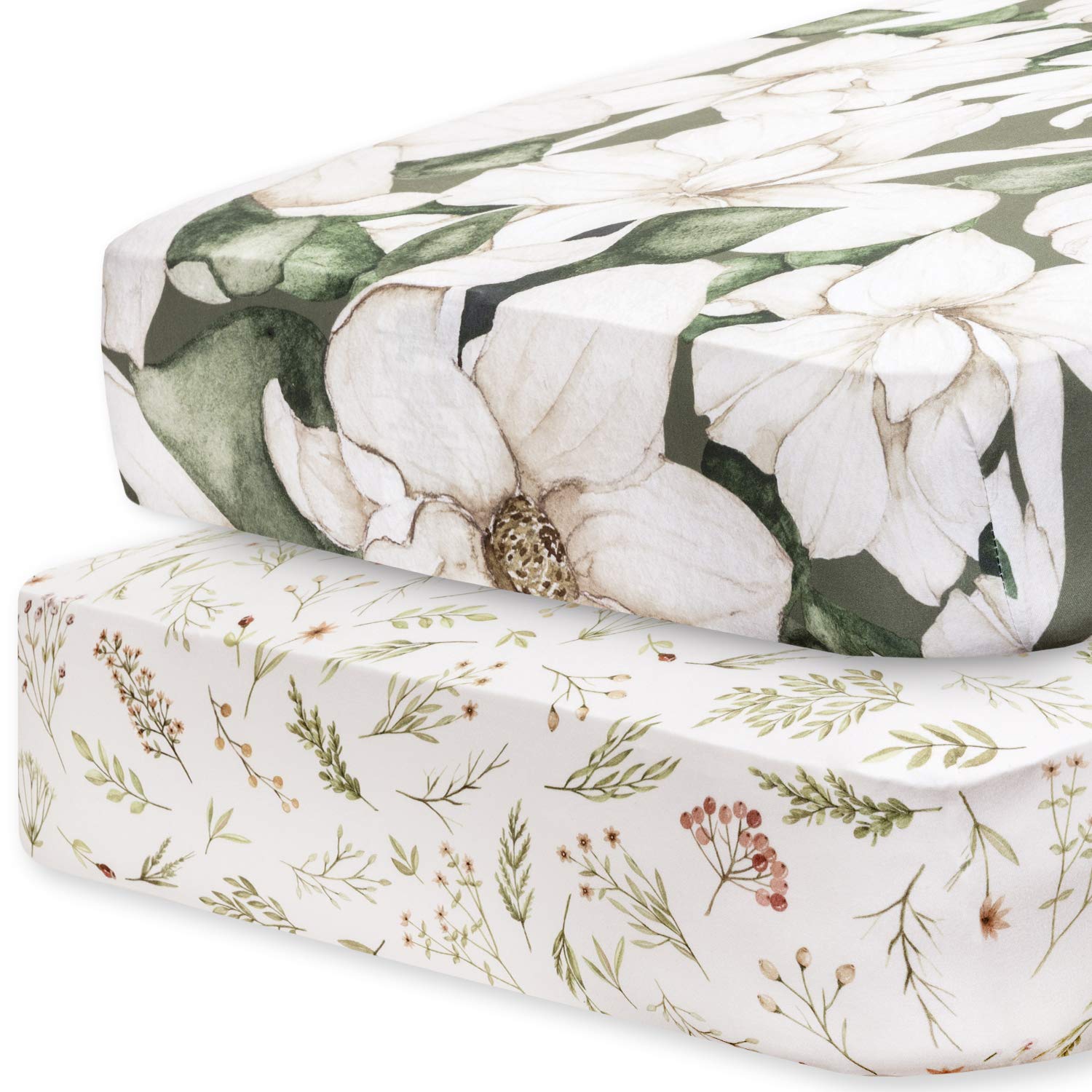 Pobibaby Zephyr floral fitted sheet close-up showcasing plush ALWAYSOFT fabric for gentle baby skin