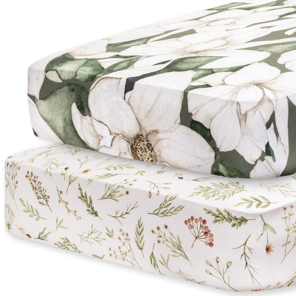 Pobibaby Zephyr floral fitted sheet close-up showcasing plush ALWAYSOFT fabric for gentle baby skin