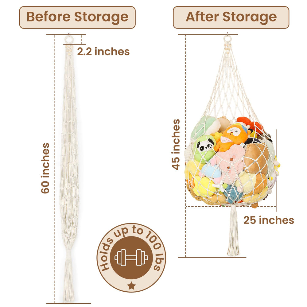 Poefditev 60-inch hammock holds many plush toys for easy cleanup