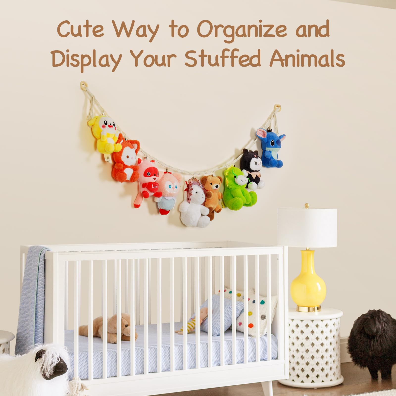Poefditev hanging chain for kids room shows 20 plush toys at a glance