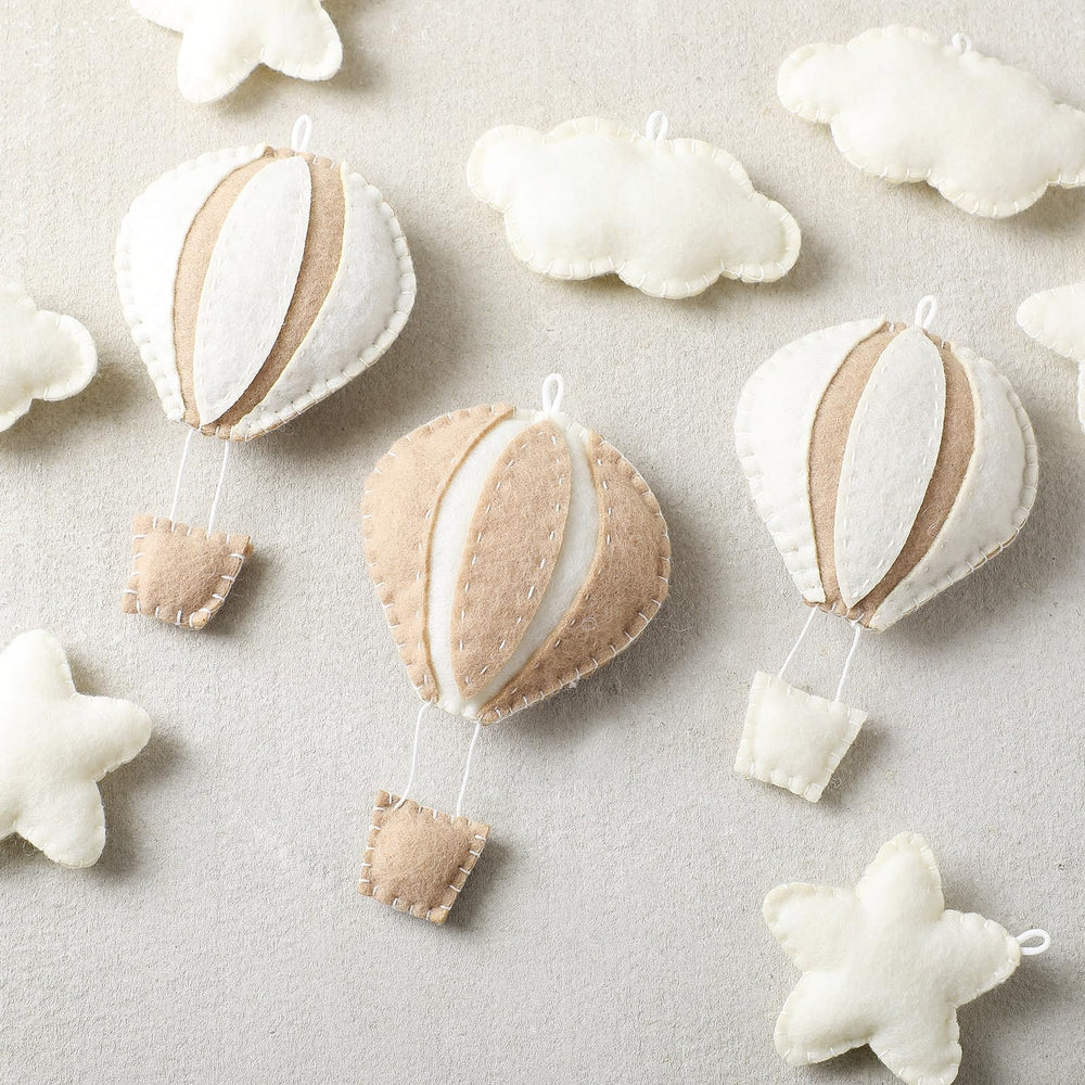 Poen mini felt decor set combines balloons clouds and stars for versatile styling