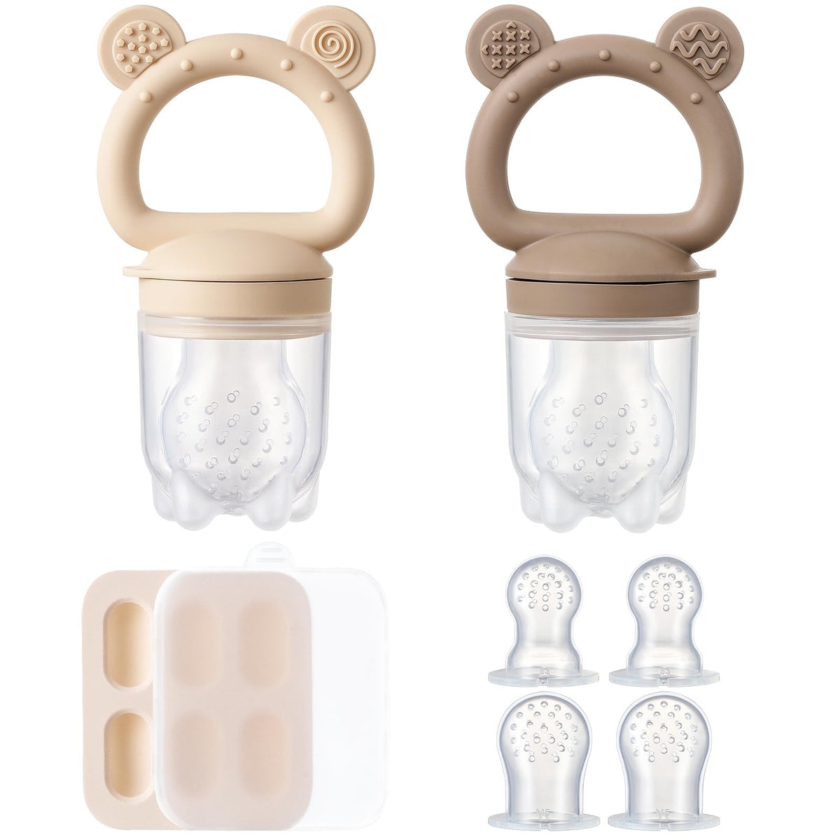 POIKSHARK 2-pack silicone baby fruit feeder supports safe self-feeding.