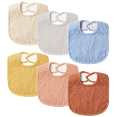 POIKSHARK baby bib front view; soft muslin cotton for gentle skin contact and drool absorption.