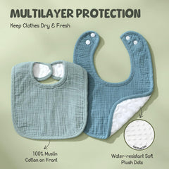 POIKSHARK green bibs back detail highlights Velboa backing for absorbency