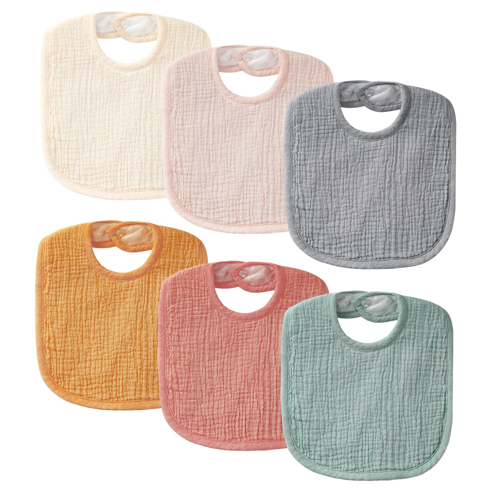 Poikshark bibs front view in solid neutral colors for everyday drool coverage