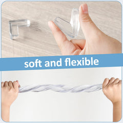 POIKSHARK clear edge protectors mounted on a table blend with furniture.