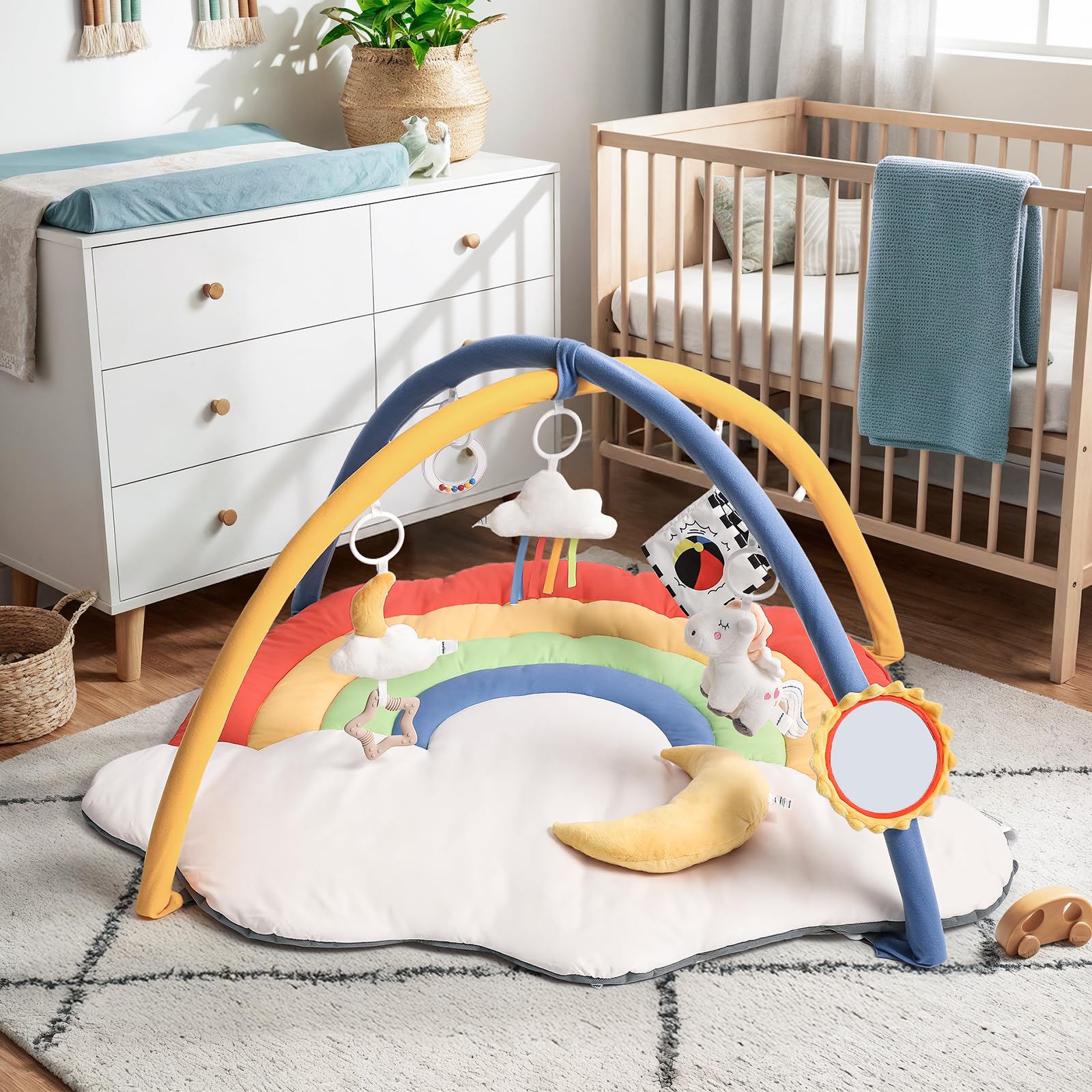 POIKSHARK moon pillow supports tummy training with soft, comforting touch.