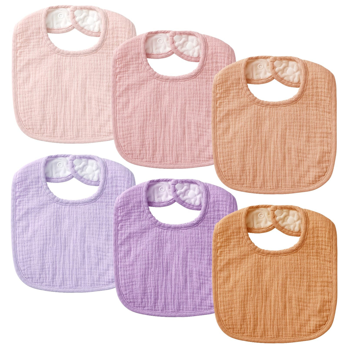 POIKSHARK muslin bib pink front view shows ultra-soft cotton for drool management.