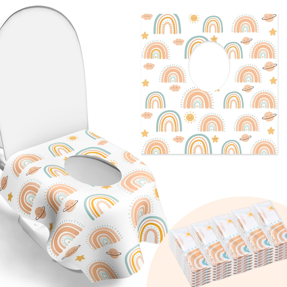 POIKSHARK rainbow covers offer full-coverage design for clean public restrooms.