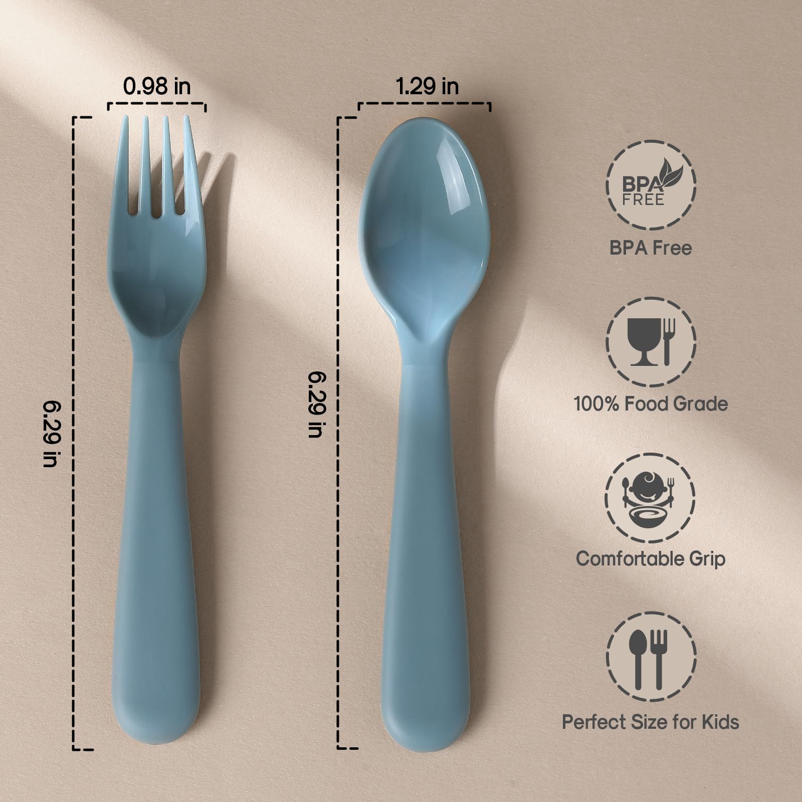 POIKSHARK toddler utensils spoons close-up shows easy-to-use design for little eaters