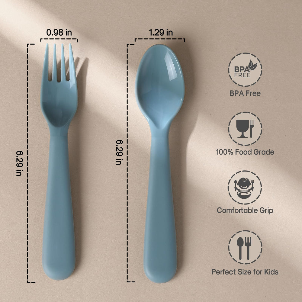 POIKSHARK toddler utensils spoons close-up shows easy-to-use design for little eaters