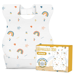 POIKSHARK triple-layer bib shows soft top layer and waterproof base for mess-free meals