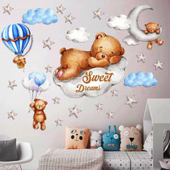 POILKMNI Tedy Bear moon wall sticker for quick nursery decor with playful design