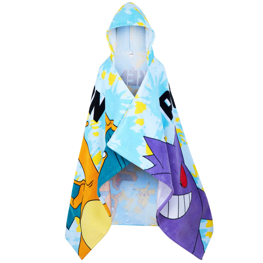 Pokemon hooded towel blue kid poncho on enhances bath-time comfort