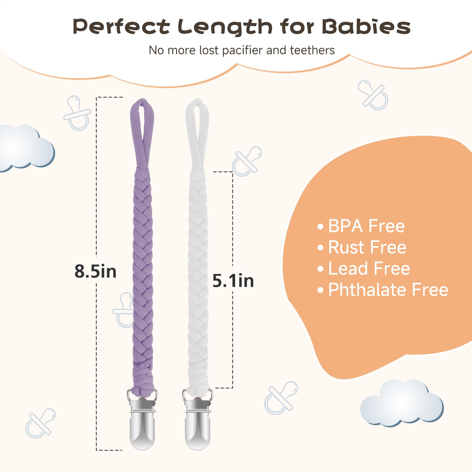 Pokipaw pacifier clip anti-drop design securely grips clothing without snagging.