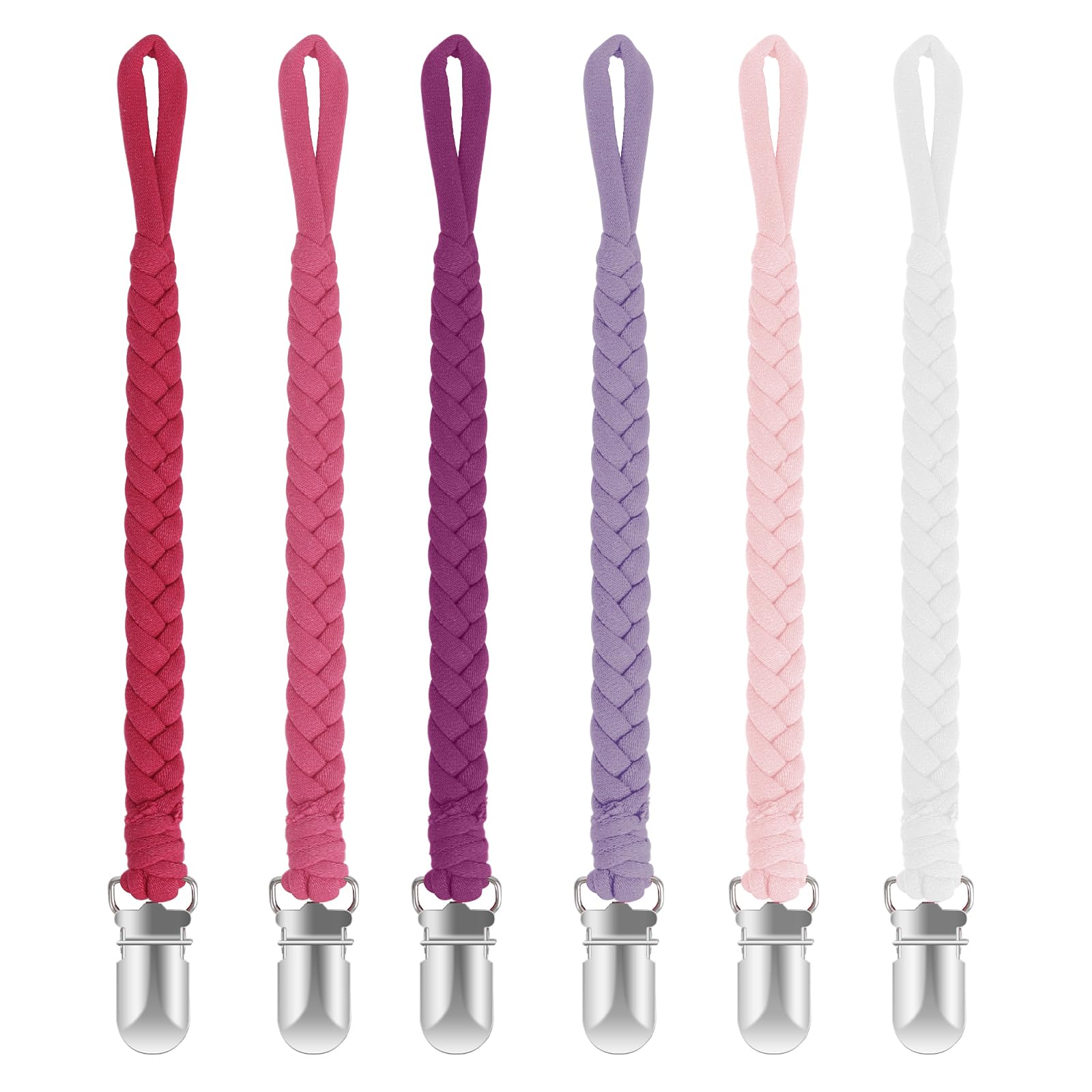 Pokipaw pacifier clip pastel pink set keeps pacifiers within reach during outings.