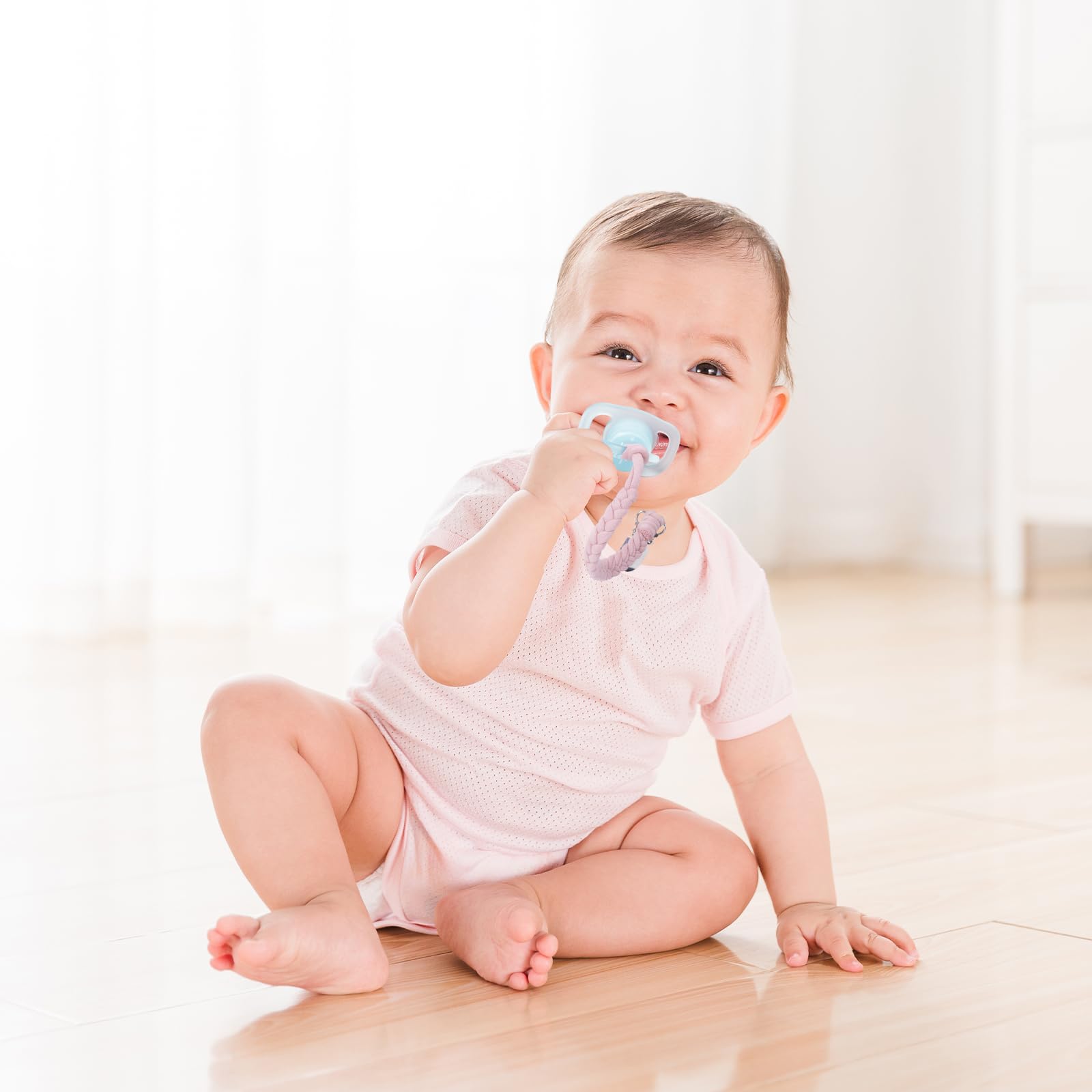 Pokipaw pacifier clip pastel purple ensures safe, stylish attachment for teething toys.