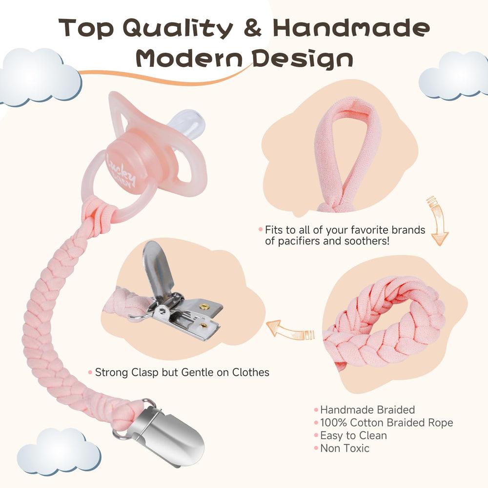 Pokipaw pacifier clip white keeps pacifiers clean and easy to locate.