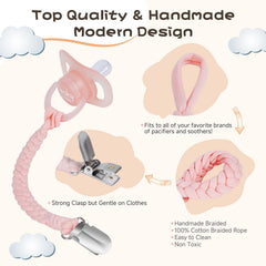 Pokipaw pacifier clip white keeps pacifiers clean and easy to locate.