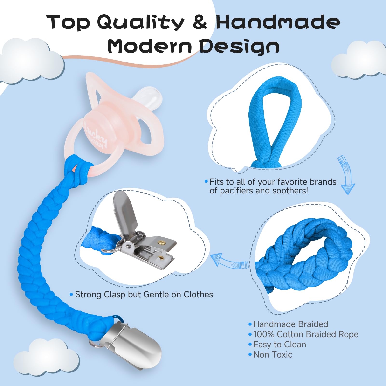 Pokipaw pacifier clip secure-clip-on demonstrates anti-drop stability for busy babies.