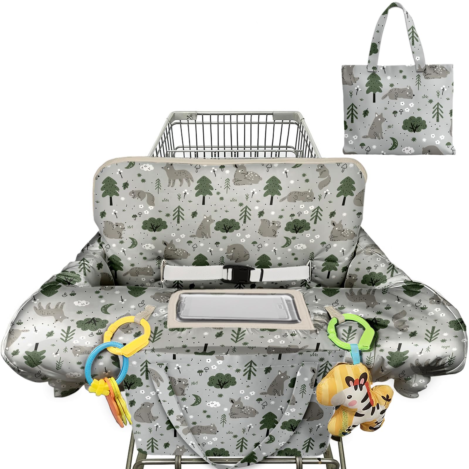 Polovillae 2 in 1 cart cover in grey pattern shields your baby from dirty cart surfaces