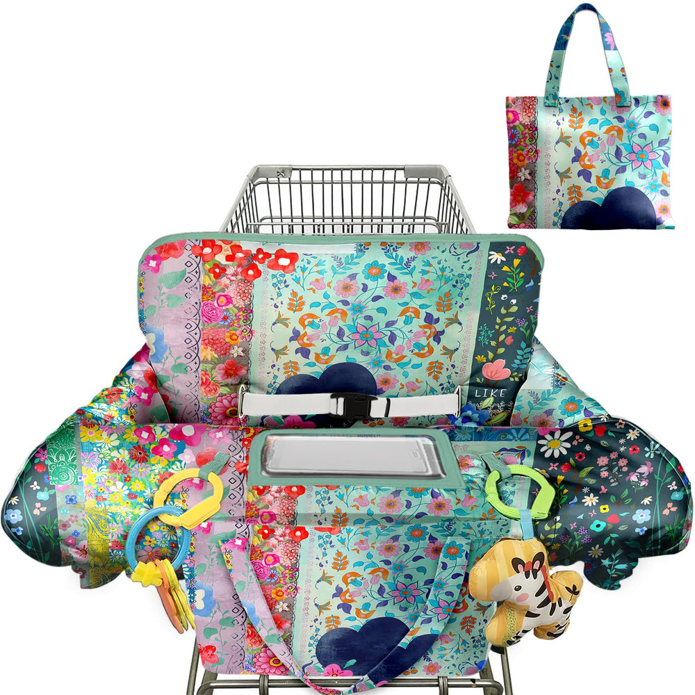Polovillae 2-in-1 cart cover on a high chair scene highlighting safety harness.
