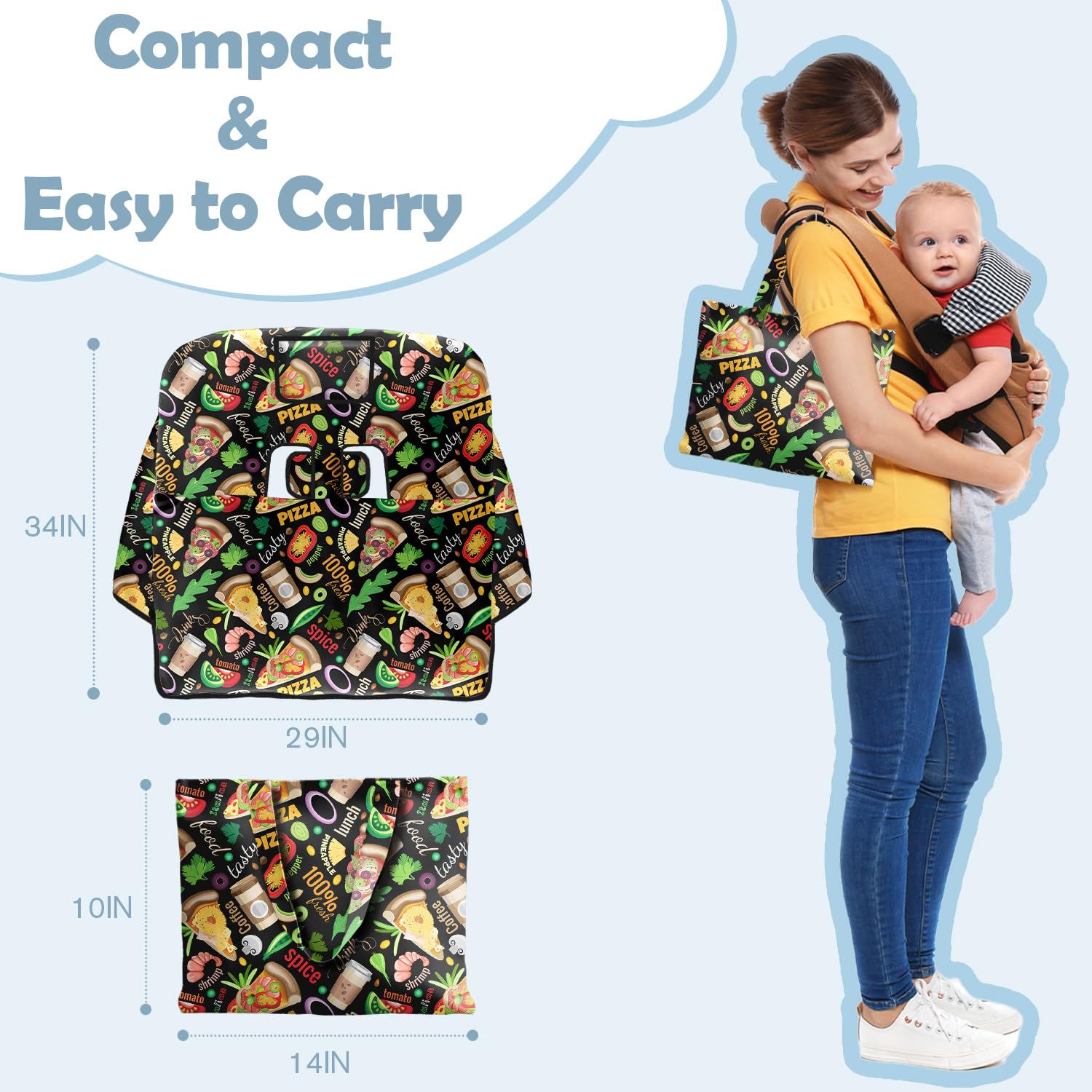 Polovillae breathable fabric keeps baby comfortable during shopping.