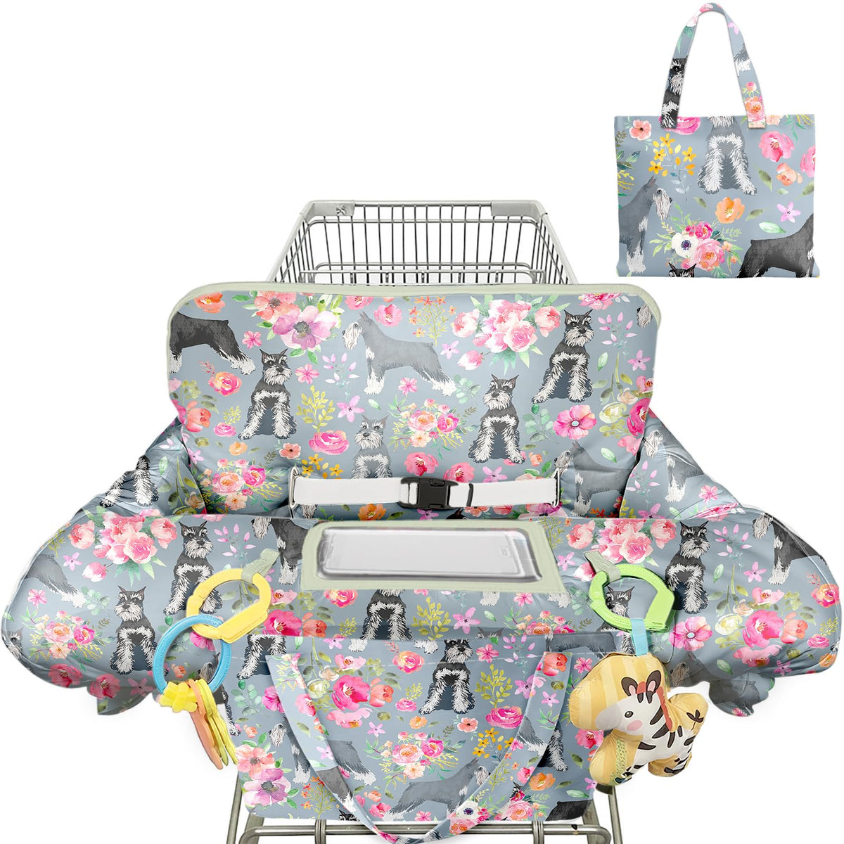 Polovillae grey cart cover front view with plush padding for comfort and cleanliness.