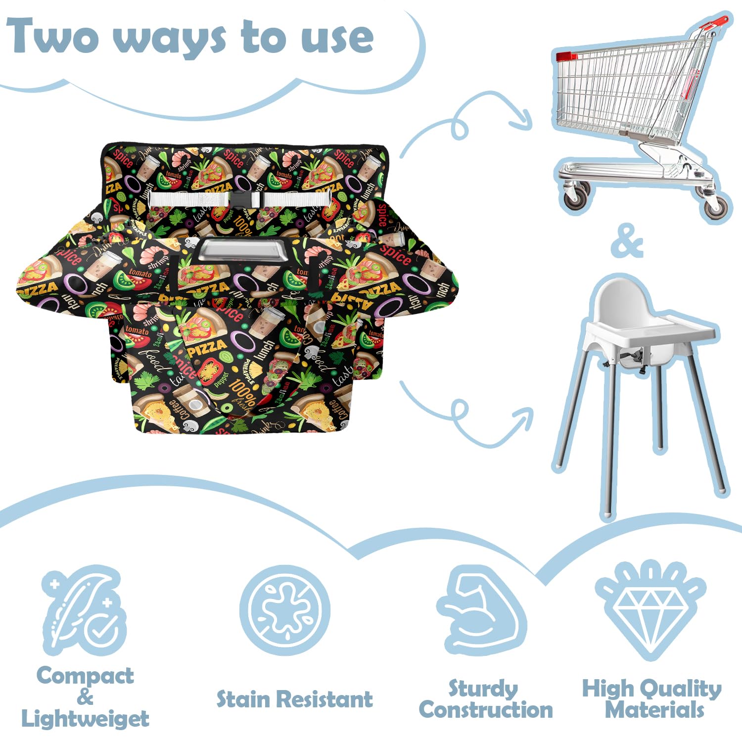 Polovillae cart cover with pockets—storing toys and snacks.