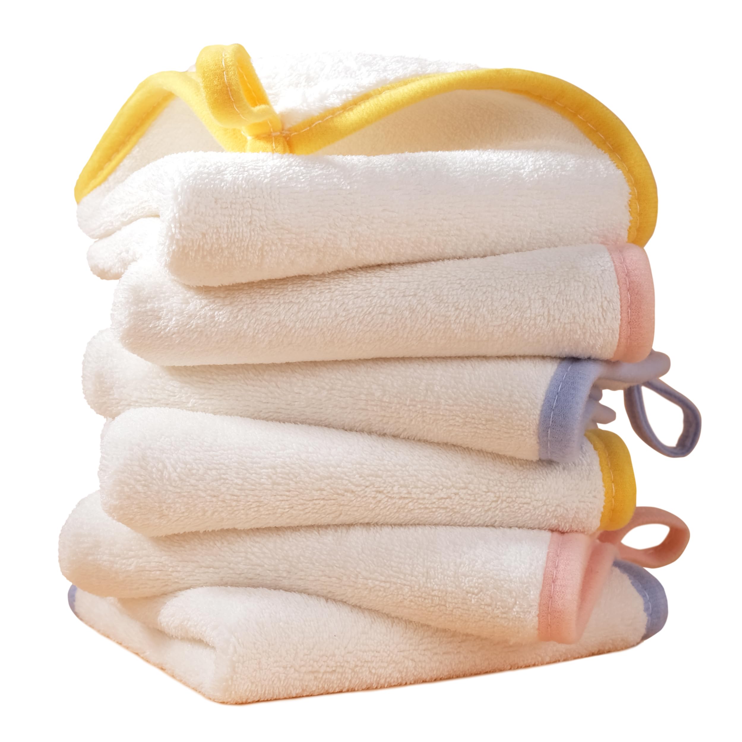 POLYTE hypoallergenic microfiber washcloth pile shows plush texture for gentle baby bath time