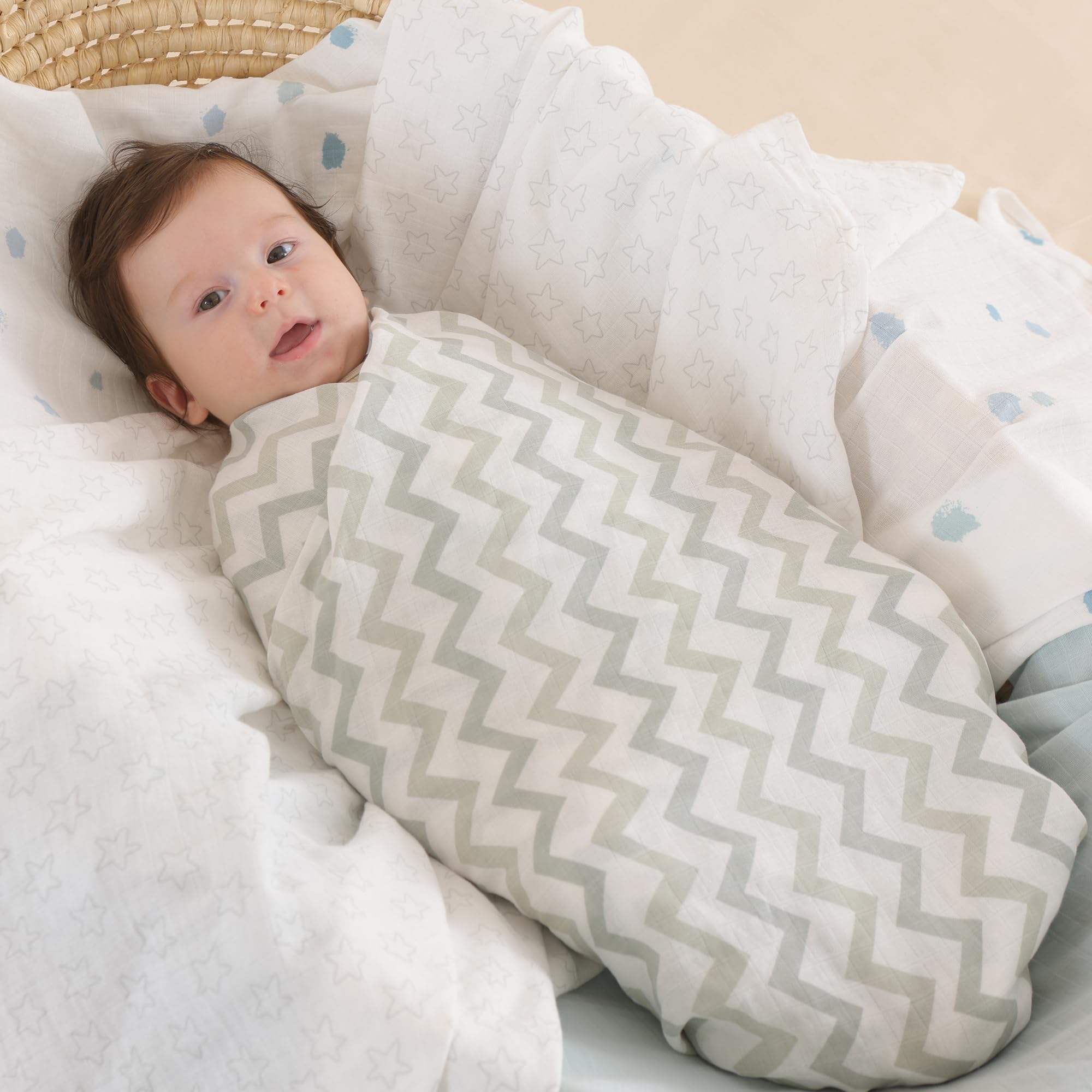 POMISO muslin swaddle dots blanket 47x47 inches ideal for cuddling naps