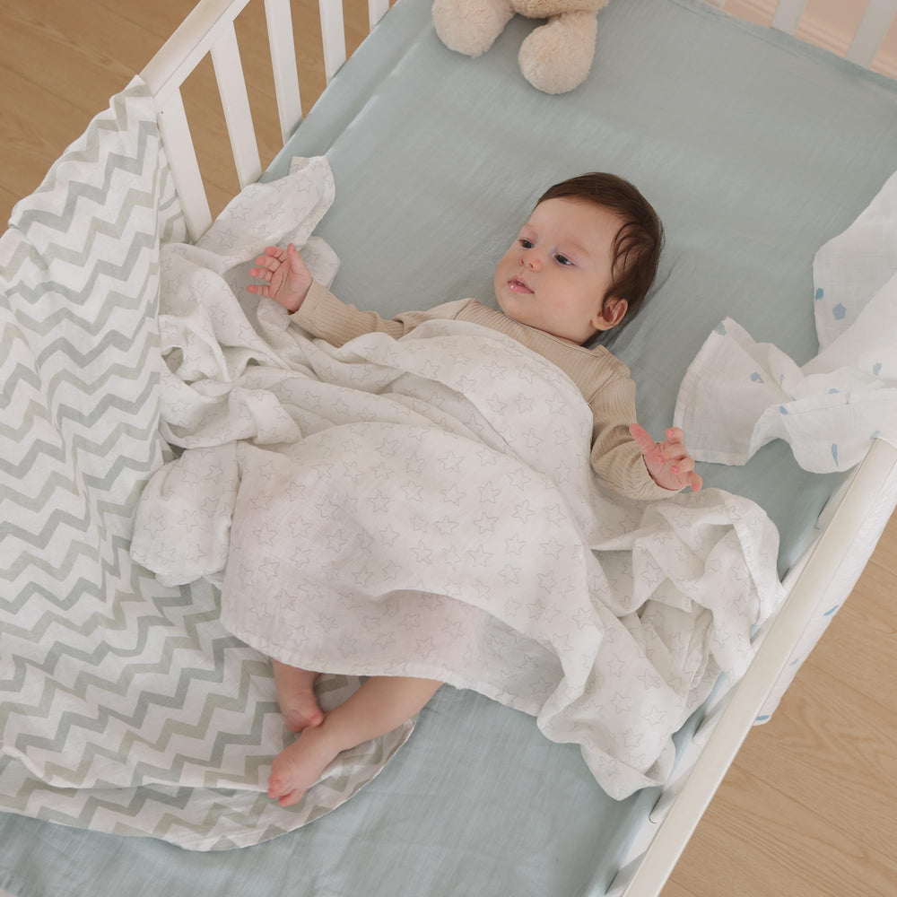 POMISO muslin swaddle striped blanket 47x47 inches for versatile use