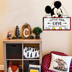 Poncpis little man cave sign is easy to hang with hemp rope.