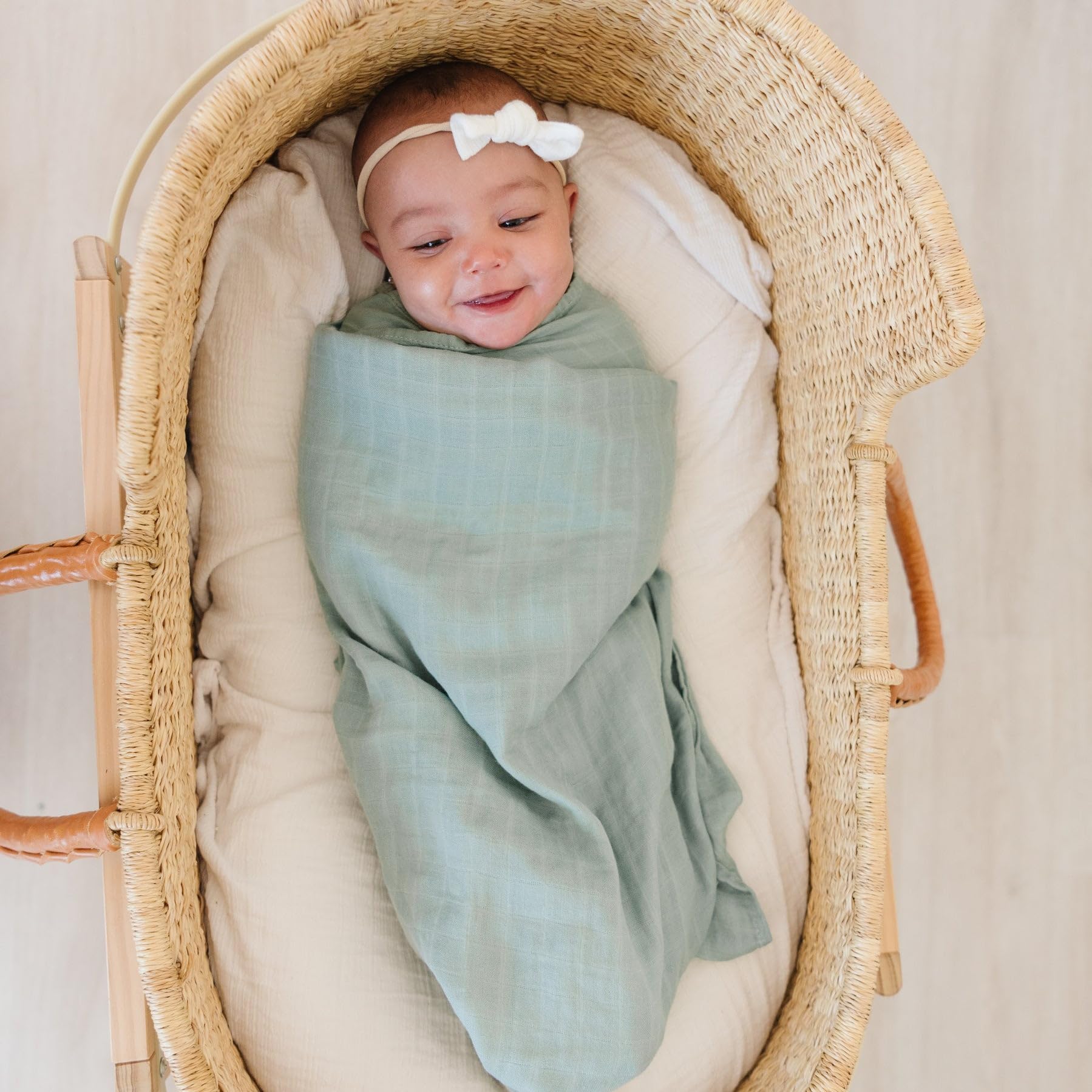 Pondering Pine boho-design swaddle complements nursery decor during quiet nap times