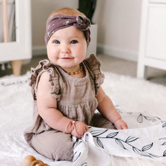 Pondering Pine gender-neutral milestone blanket for baby photos and growth milestones