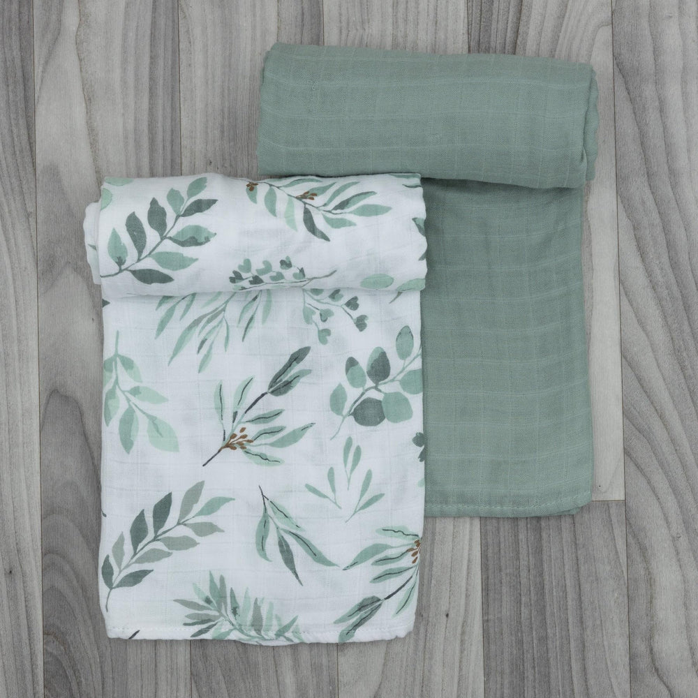 Pondering Pine muslin blanket 47x47 supports easy swaddling and stroller outings