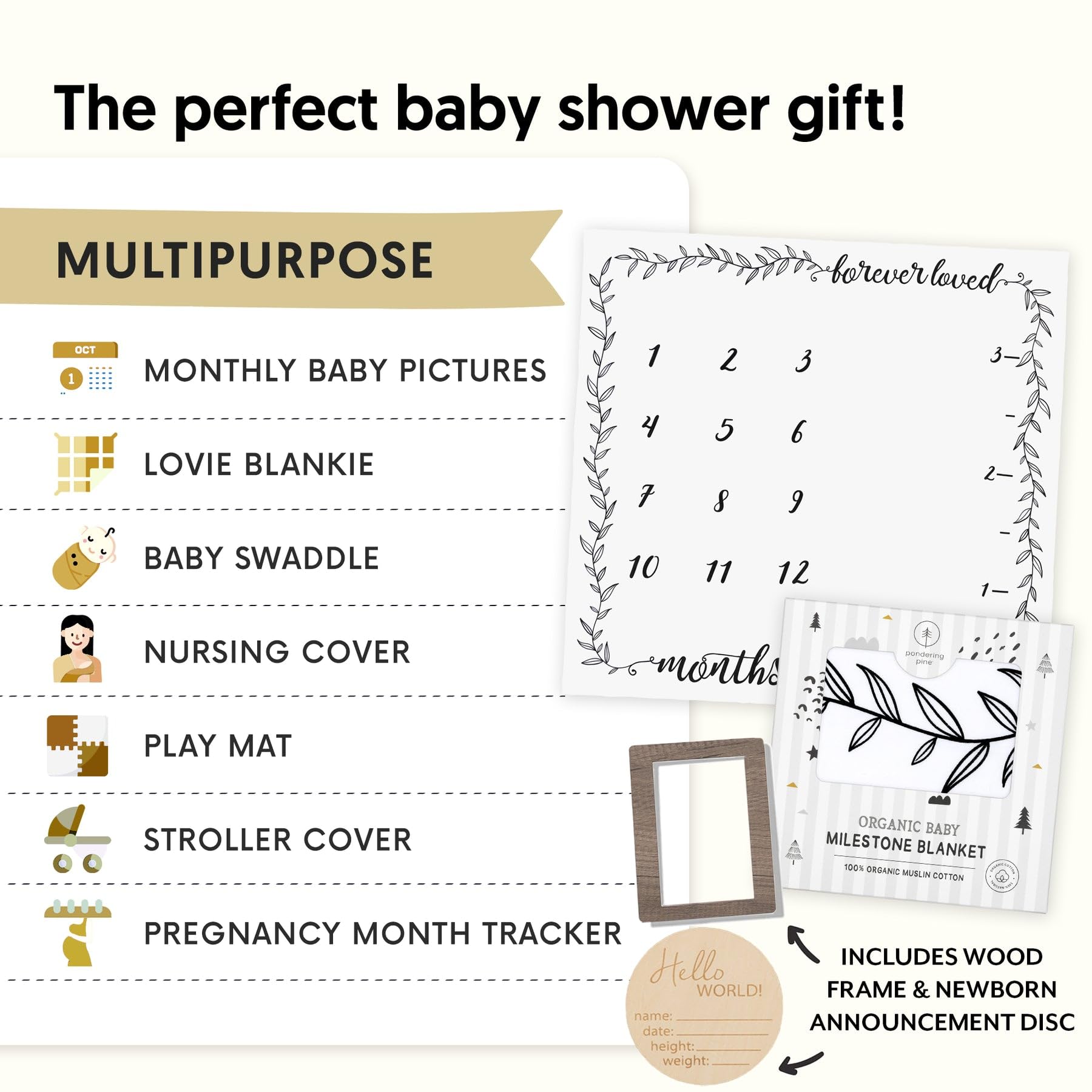 Pondering Pine newborn announcement disc for capturing first moments