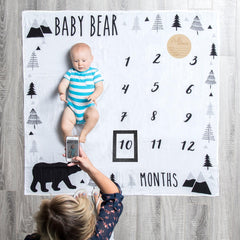 Pondering Pine newborn announcement disc for sharing milestones