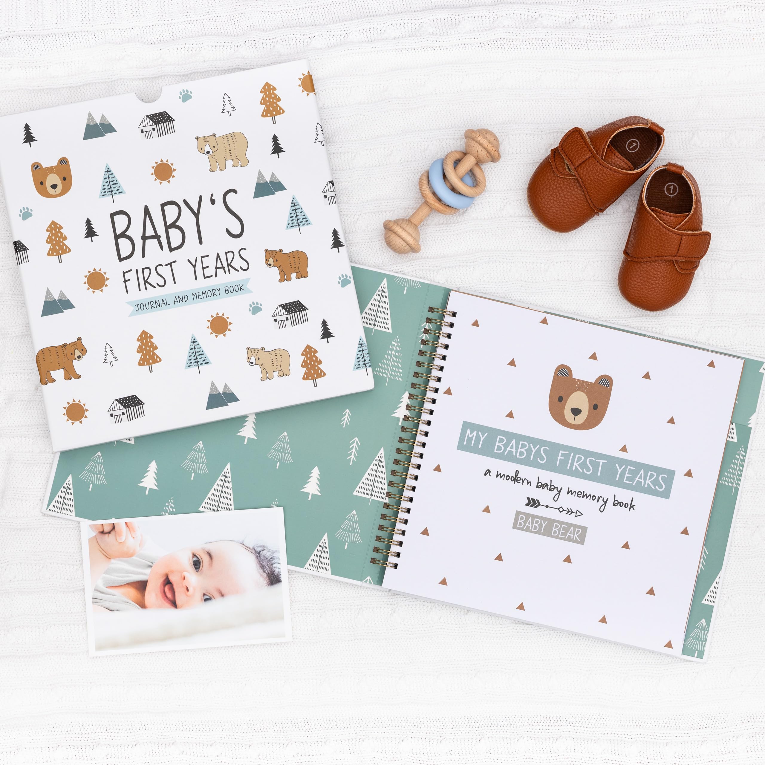 Pondering Pine registry-ready baby book, ideal as a thoughtful shower gift.