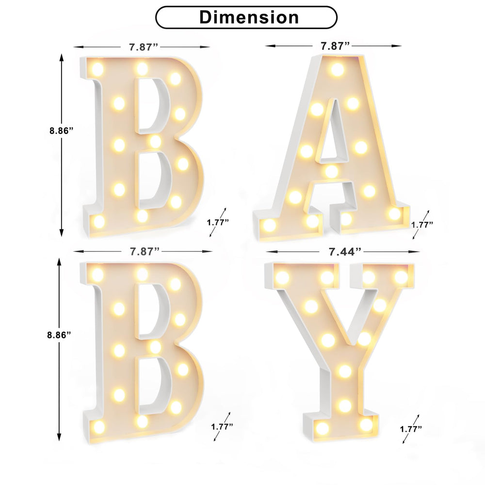 Pooqla BABY marquee letters wall decor for nursery or party setup