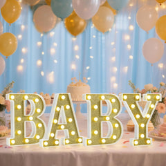 Pooqla BABY marquee light set glowing baby shower backdrop