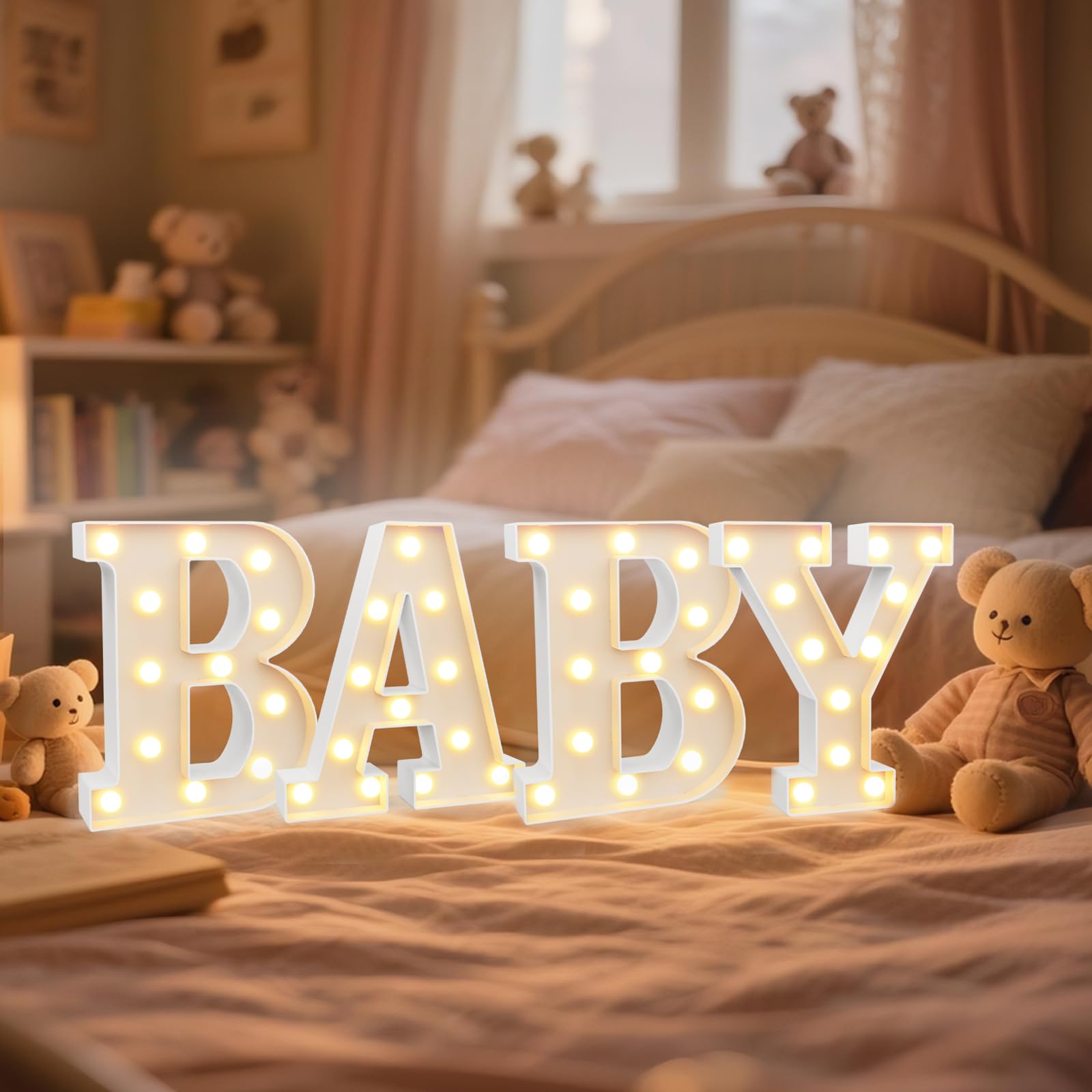 Pooqla BABY marquee nursery light letters brighten a kid's room