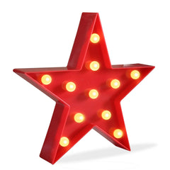 Pooqla Marquee Star Light front view with warm LEDs for cozy room ambience.