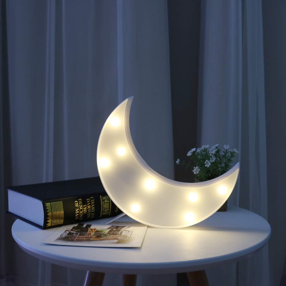 Pooqla Moon marquee bedside night light for gentle illumination.